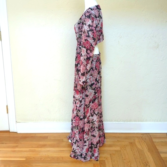 LIKE NEW Bardot Revolve Pink Rose Garden Dark Floral Maxi Dress Size 12 - Picture 7 of 12